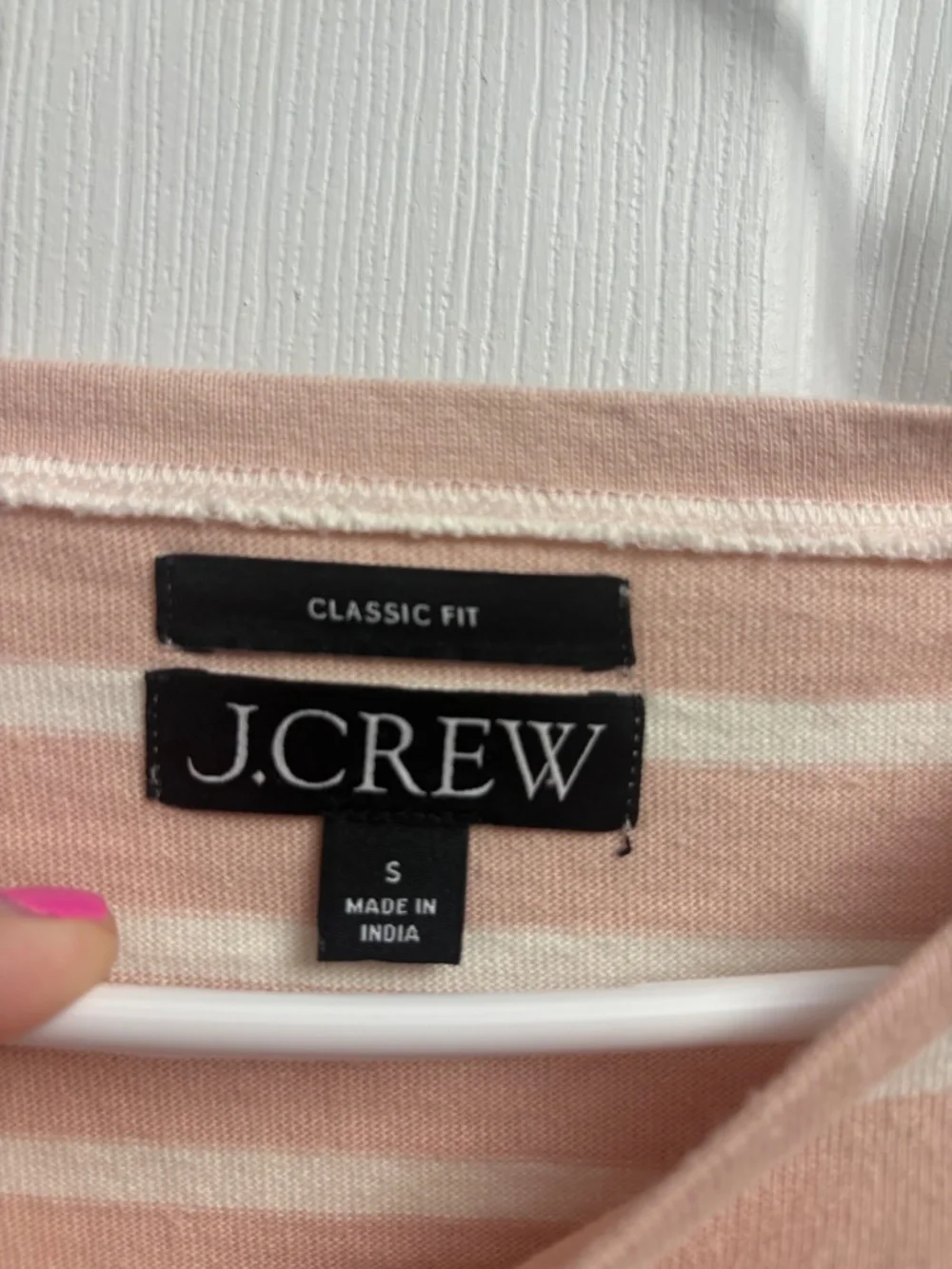 Women's J. Crew Pink & White Striped Classic Fit Knit Top